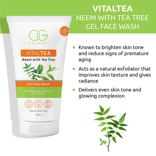 OG BEAUTY Natural Vitaltea Neem With Tea Tree Gel Face Wash 150 ML