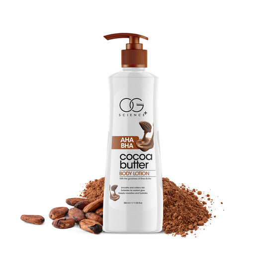 OG BEAUTY SCIENCE+ AHA BHA Body Lotion, Hydrating, Non-Greasy, Smooth & Radiant Skin, Shea & Cocoa Butter, 350ml