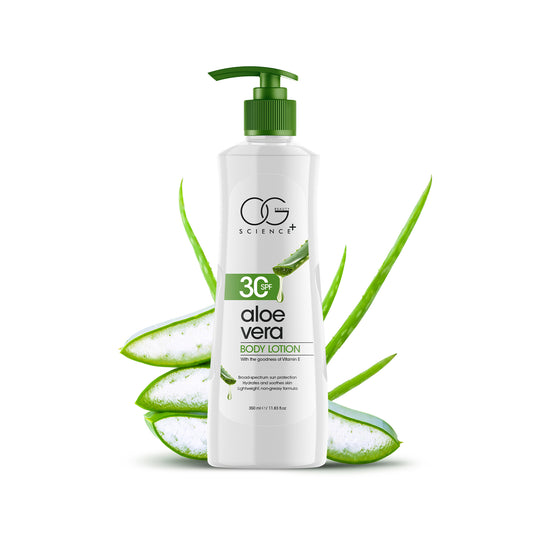 OG BEAUTY SCIENCE+ SPF 30 Body Lotion, Hydrating, Non-Greasy, Aloe Vera & Vitamin E, Broad-Spectrum Protection, 350ml