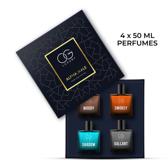 OG BEAUTY Luxury Alpha Male Perfume Set: Sophisticated Long-Lasting Scents, 4x50 ML EDPs