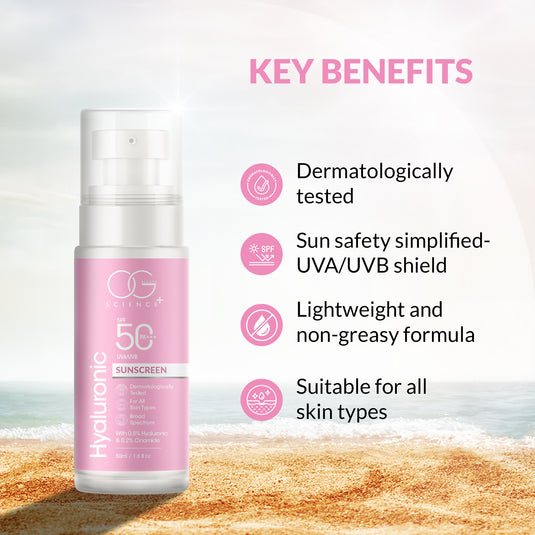 OG BEAUTY SCIENCE SPF 50 PA+++ Sunscreen with Hyaluronic acid and Ceramide 