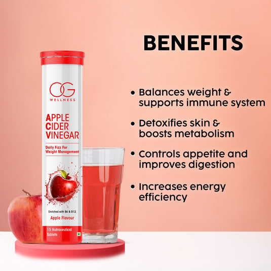 OG Wellness Apple Cider Vinegar Effervescent Tablets for Weight Loss - Red Apple Flavor